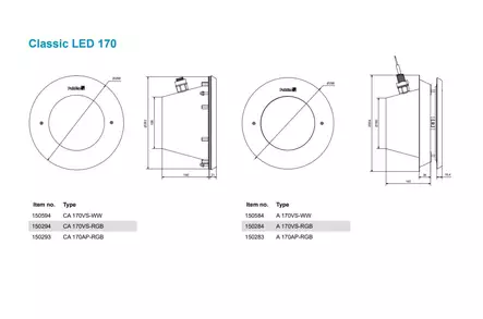 Pahlen Valaisin Classic LED 170VS-RGB - Uima-altaan valaisimet - 150294 - 2